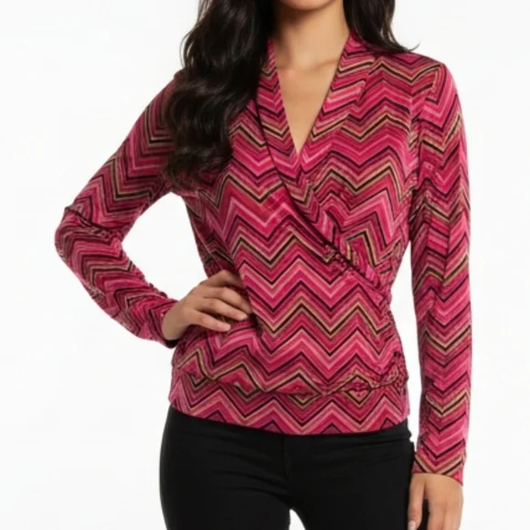 Anne Klein Pink Chevron Women's Top 🦉 - Picture 2 of 2